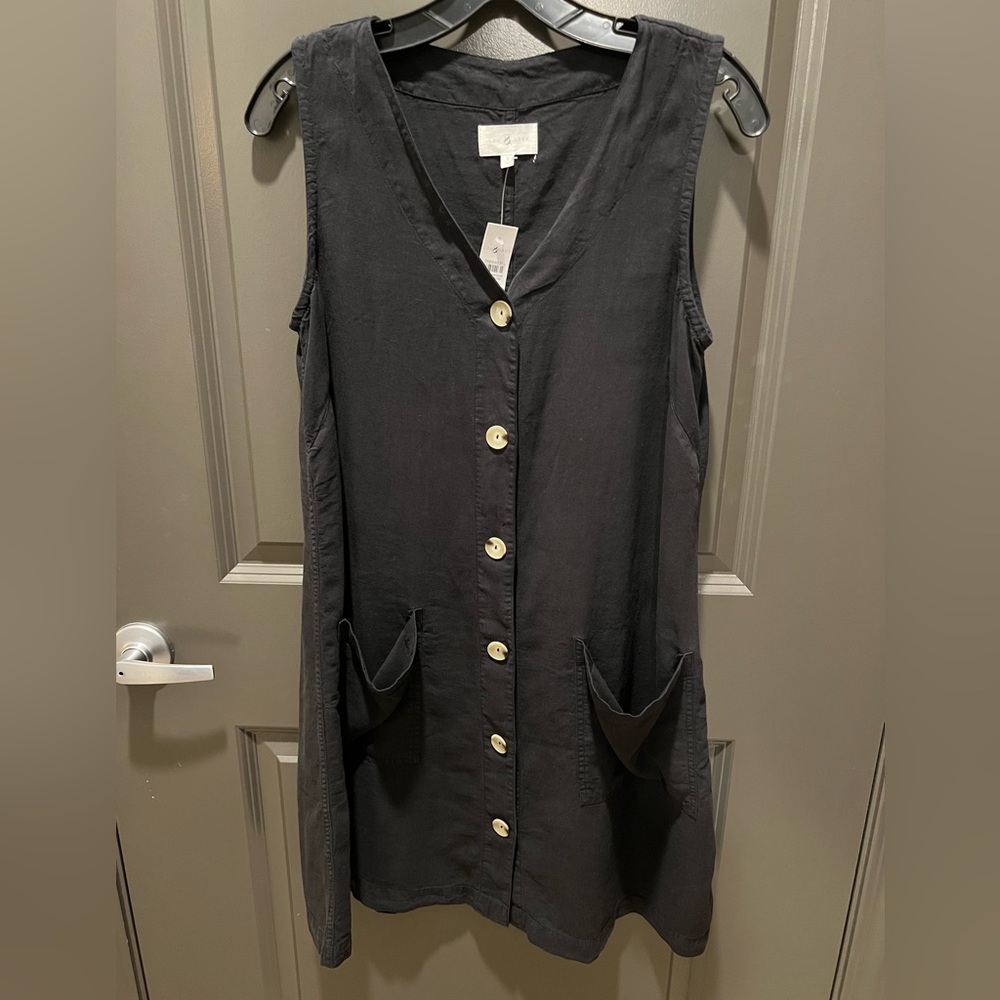 Lou & Grey for Loft Casual V Neck Sleeveless Button Front Dress NTW
